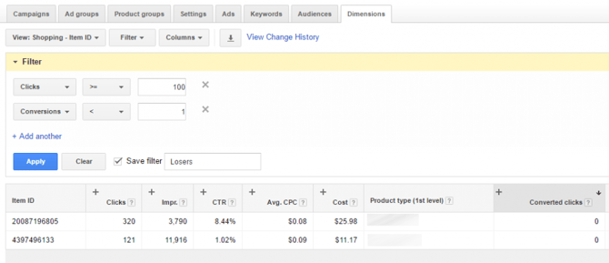 google-adwords-loser-filter-wynik